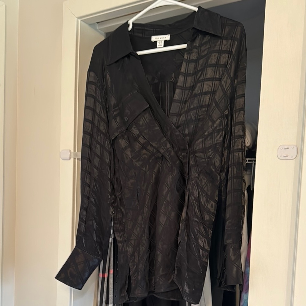 Sheer Black Button-Up Blouse Norsdorm